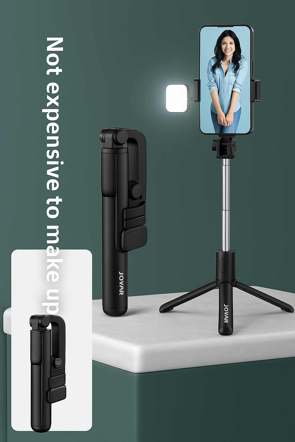 Extendable Flash 3-in-1 Selfie Stick Tripod with Bluetooth Remote